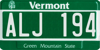 VT license plate ALJ194