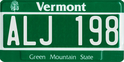 VT license plate ALJ198