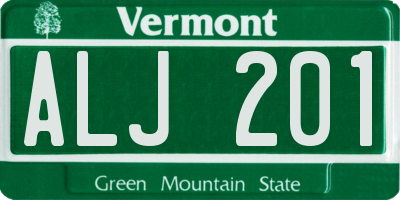 VT license plate ALJ201