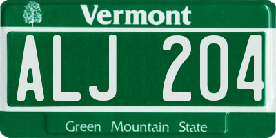 VT license plate ALJ204