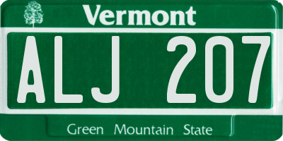 VT license plate ALJ207