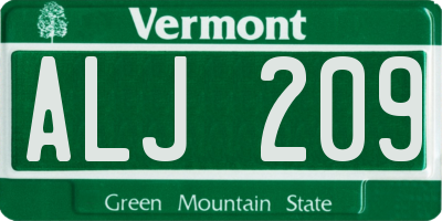 VT license plate ALJ209