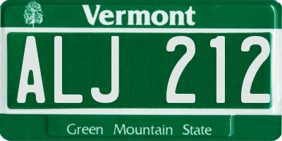 VT license plate ALJ212
