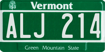 VT license plate ALJ214