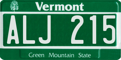 VT license plate ALJ215