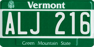 VT license plate ALJ216