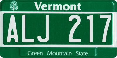 VT license plate ALJ217