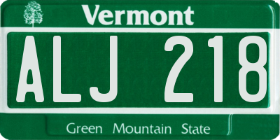 VT license plate ALJ218