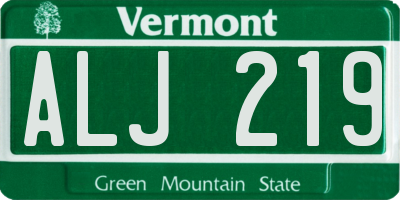 VT license plate ALJ219