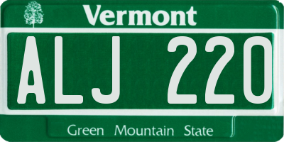 VT license plate ALJ220