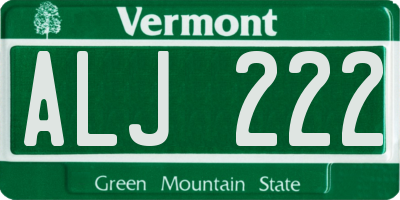 VT license plate ALJ222