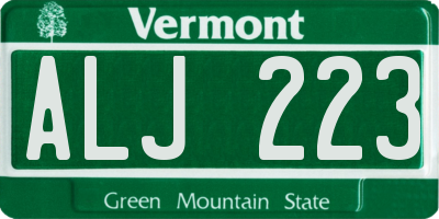 VT license plate ALJ223