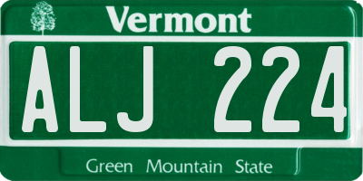 VT license plate ALJ224