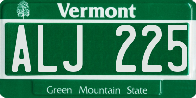 VT license plate ALJ225