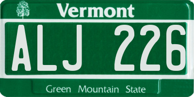 VT license plate ALJ226