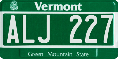 VT license plate ALJ227