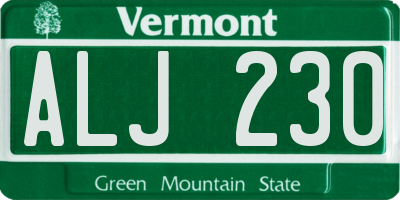 VT license plate ALJ230