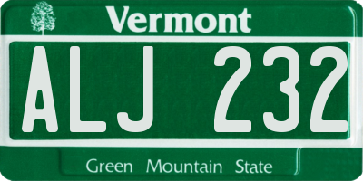 VT license plate ALJ232