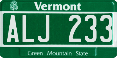 VT license plate ALJ233