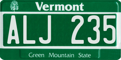 VT license plate ALJ235