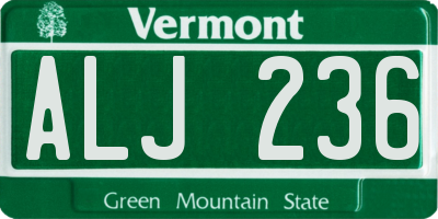 VT license plate ALJ236