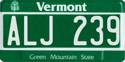 VT license plate ALJ239