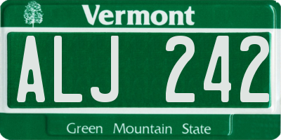 VT license plate ALJ242