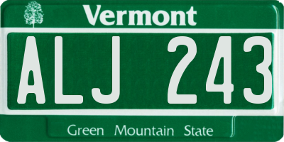 VT license plate ALJ243