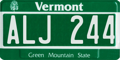 VT license plate ALJ244