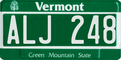 VT license plate ALJ248