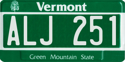 VT license plate ALJ251