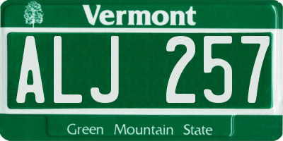 VT license plate ALJ257