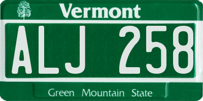 VT license plate ALJ258