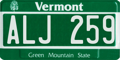VT license plate ALJ259