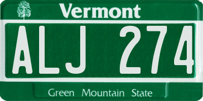 VT license plate ALJ274