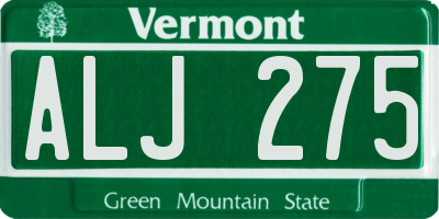 VT license plate ALJ275
