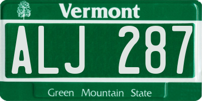 VT license plate ALJ287