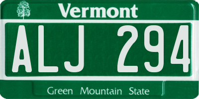 VT license plate ALJ294