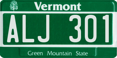 VT license plate ALJ301