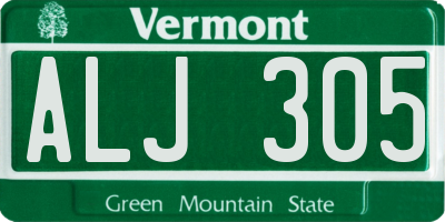 VT license plate ALJ305