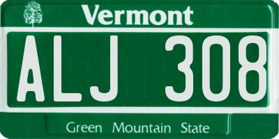 VT license plate ALJ308