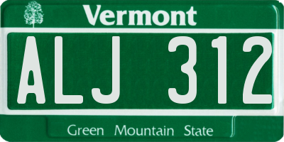 VT license plate ALJ312