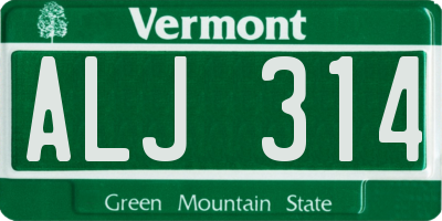 VT license plate ALJ314