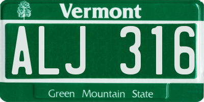 VT license plate ALJ316