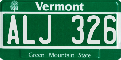 VT license plate ALJ326
