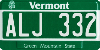 VT license plate ALJ332