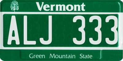 VT license plate ALJ333