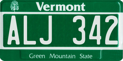 VT license plate ALJ342