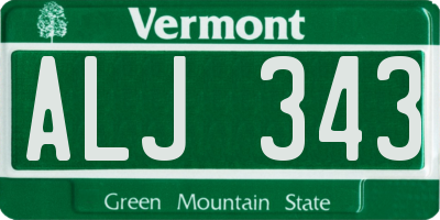 VT license plate ALJ343