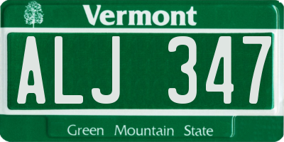 VT license plate ALJ347